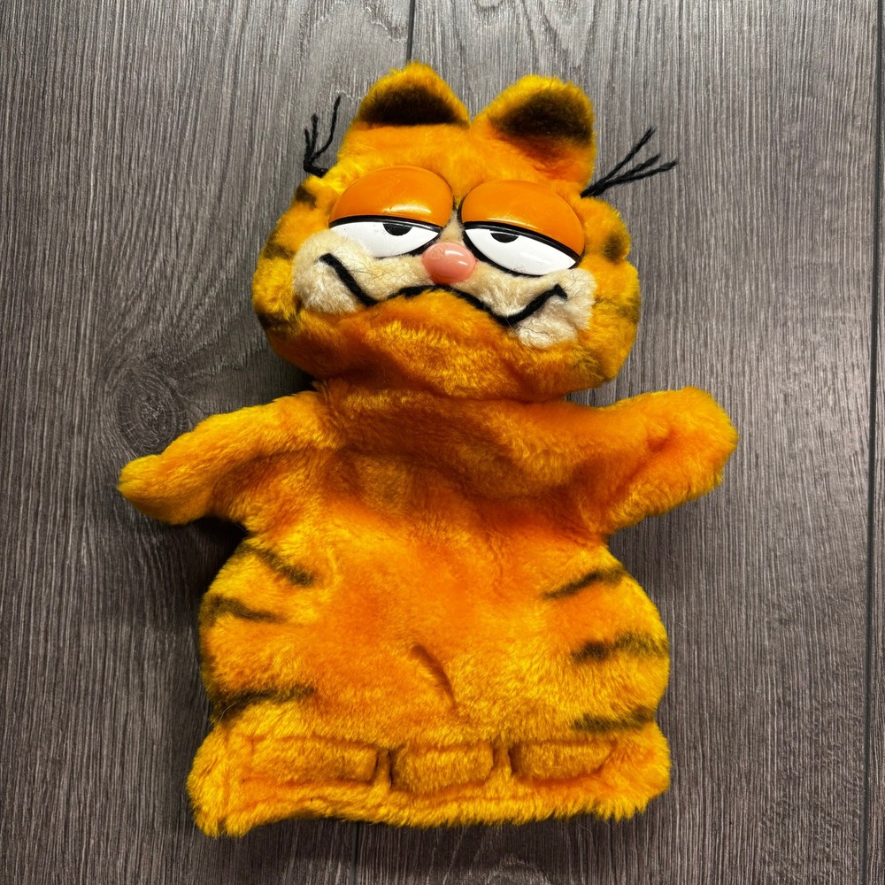 Vintage Garfield Plush Hand Puppet Orange Striped Cat 1980s Jim Davis Toy 10"